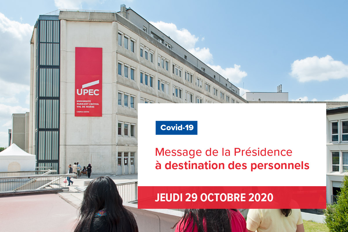 Message de la présidence aux personnels - 29.10.2020