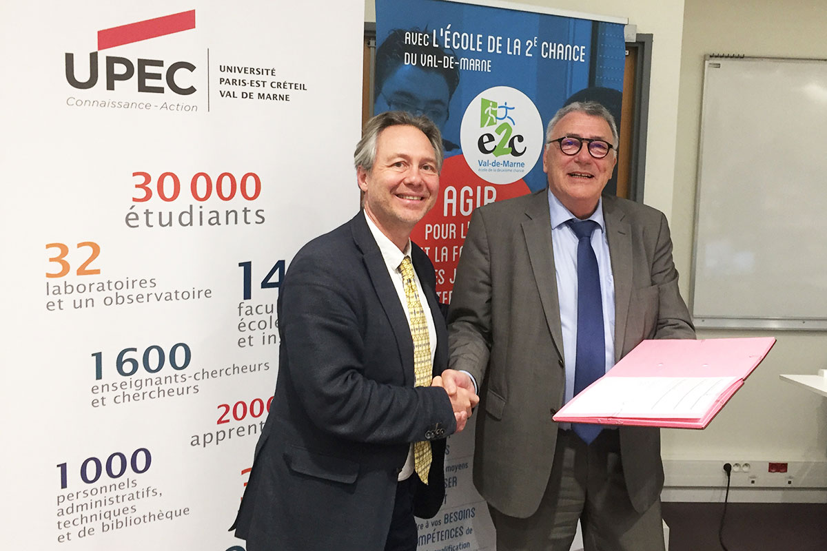 L’UPEC et l’École de la 2e Chance du Val-de-Marne renouvellent leur partenariat